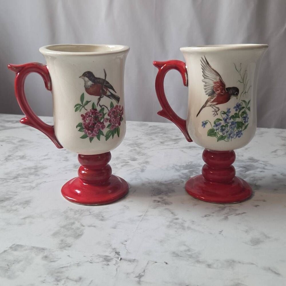 Vintage Fred Roberts Songbird pedestal Mugs